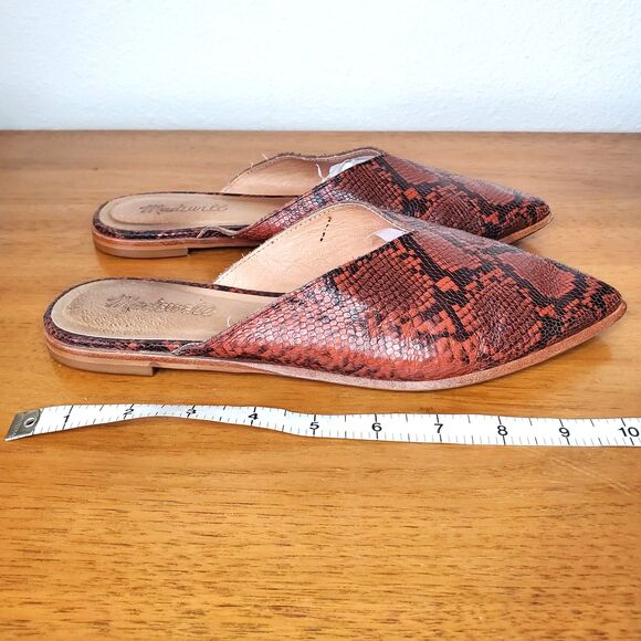 Madewell Emilia Snakeskin Mules Leather Slides Red Casual Summer Going Out SZ9 - Picture 9 of 9